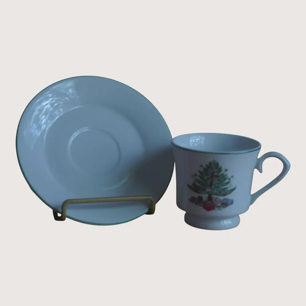 Gibson Christmas Tree 5 Pc Place Setting Dinnerware Set Holiday China VTG